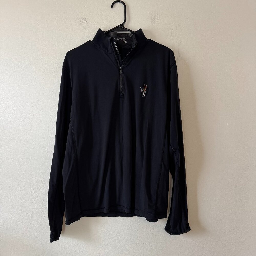 Greyson Quarter Zip Black with Embroidery